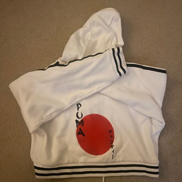 Rising Sun Lace Up Oversize Crop Hoodie XS - Picture 2 of 6